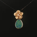 Denny Wong 14k Yellow Gold Opal and Diamond Plumeria Floral Pendant