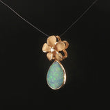 Denny Wong 14k Yellow Gold Opal and Diamond Plumeria Floral Pendant