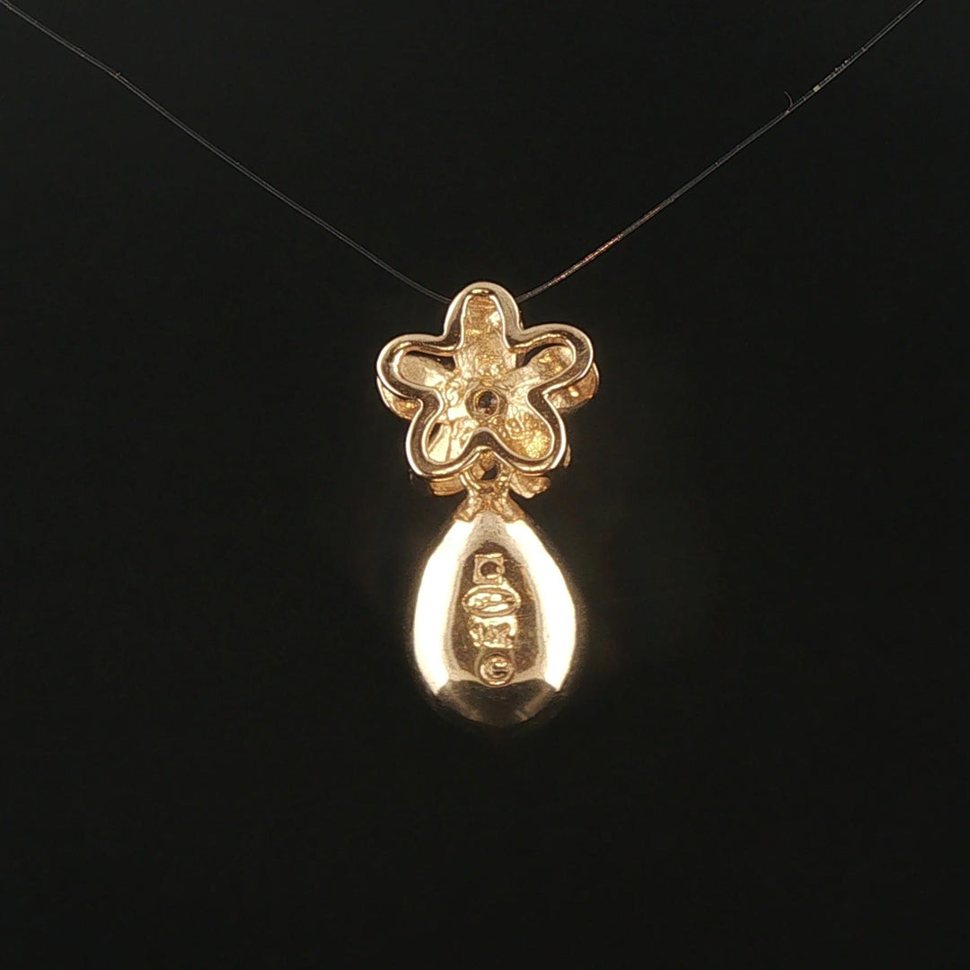 Denny Wong 14k Yellow Gold Opal and Diamond Plumeria Floral Pendant