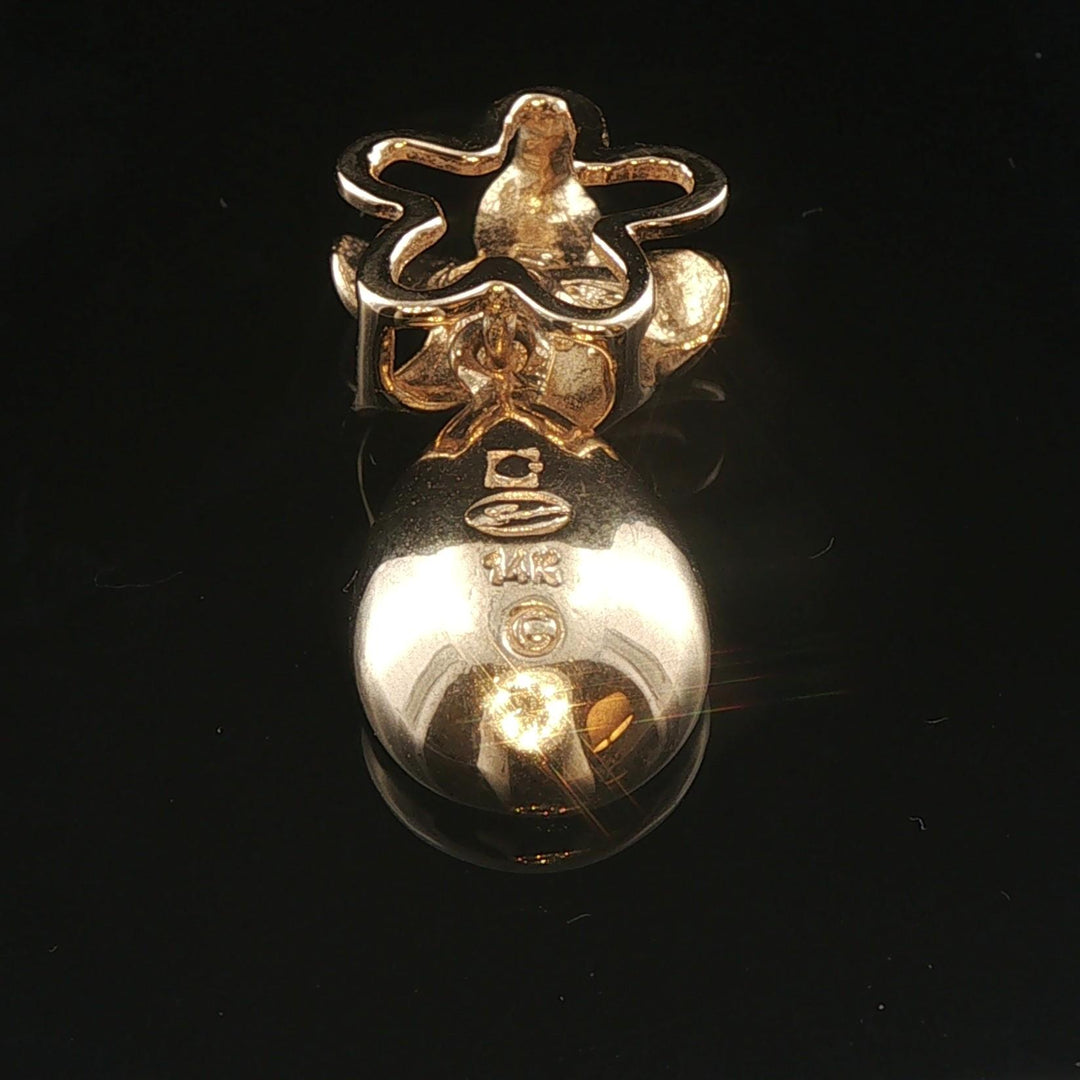 Denny Wong 14k Yellow Gold Opal and Diamond Plumeria Floral Pendant