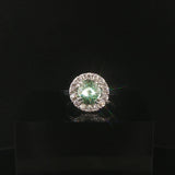 18k White Gold 1.54ct Mint Garnet and 0.50cttw Diamond Halo Ring Size 5.75