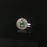 18k White Gold 1.54ct Mint Garnet and 0.50cttw Diamond Halo Ring Size 5.75