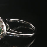 18k White Gold 1.54ct Mint Garnet and 0.50cttw Diamond Halo Ring Size 5.75