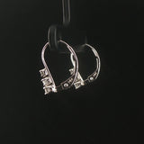 14k White Gold and 0.12cttw Graduated Diamond Small Hoop Huggie Earrings
