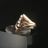 14k Yellow Gold and 0.28cttw Diamond Geometric Retro Ring Size 9.75