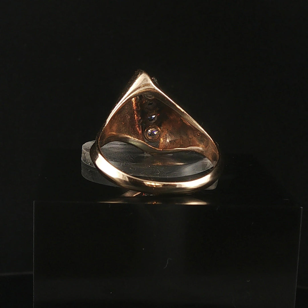 14k Yellow Gold and 0.28cttw Diamond Geometric Retro Ring Size 9.75