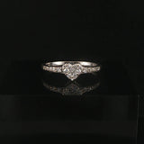 14k White Gold and 0.10cttw Cluster Diamond Heart Ring Size 7