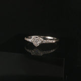 14k White Gold and 0.10cttw Cluster Diamond Heart Ring Size 7