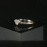 14k White Gold and 0.10cttw Cluster Diamond Heart Ring Size 7