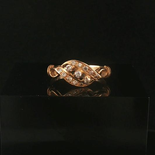 14k Yellow Gold and 0.15cttw Diamond Vintage Ladies Band Ring Size 6.75