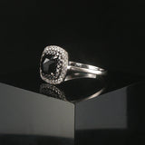 14k White Gold 1.45cttw Black and White Diamond Halo Ring Size 8
