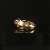 14k Yellow Gold Cabochon Ruby and Diamond Vintage Ring Size 5.25
