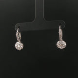 14k White Gold 0.70cttw Cluster Diamond Hoop Huggie Earrings