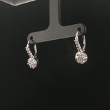 14k White Gold 0.70cttw Cluster Diamond Hoop Huggie Earrings