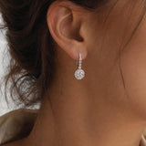 14k White Gold 0.70cttw Cluster Diamond Hoop Huggie Earrings