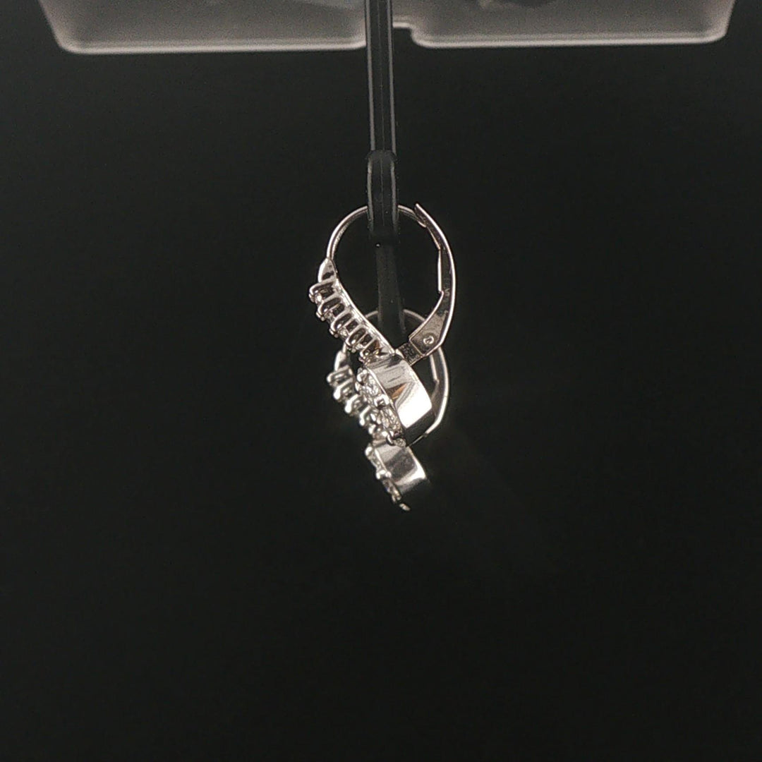 14k White Gold 0.70cttw Cluster Diamond Hoop Huggie Earrings