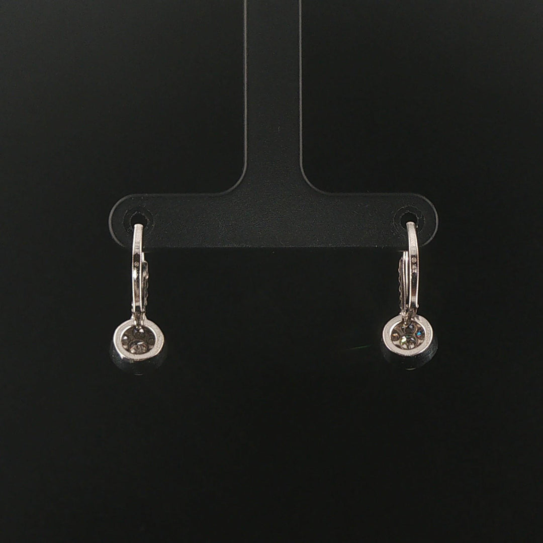 14k White Gold 0.70cttw Cluster Diamond Hoop Huggie Earrings