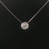 14k White Gold and 1cttw Diamond Circle Cluster Pendant Necklace 19"