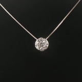 14k White Gold and 1cttw Diamond Circle Cluster Pendant Necklace 19"
