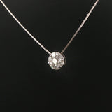 14k White Gold and 1cttw Diamond Circle Cluster Pendant Necklace 19"