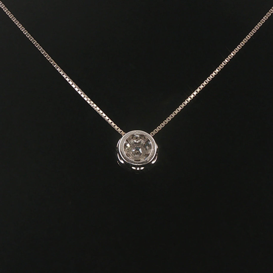 14k White Gold and 1cttw Diamond Circle Cluster Pendant Necklace 19"