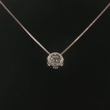 14k White Gold and 1cttw Diamond Circle Cluster Pendant Necklace 19"