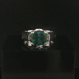 14k White Gold and 2.24ct Oval Cut Green Tourmaline Vintage Ring Size 8.5