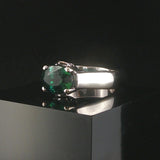 14k White Gold and 2.24ct Oval Cut Green Tourmaline Vintage Ring Size 8.5