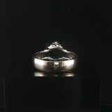 14k White Gold and 2.24ct Oval Cut Green Tourmaline Vintage Ring Size 8.5