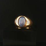 18k Yellow Gold Star Sapphire and 0.50cttw VS Diamond Vintage Ring Size 9.25