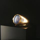 18k Yellow Gold Star Sapphire and 0.50cttw VS Diamond Vintage Ring Size 9.25