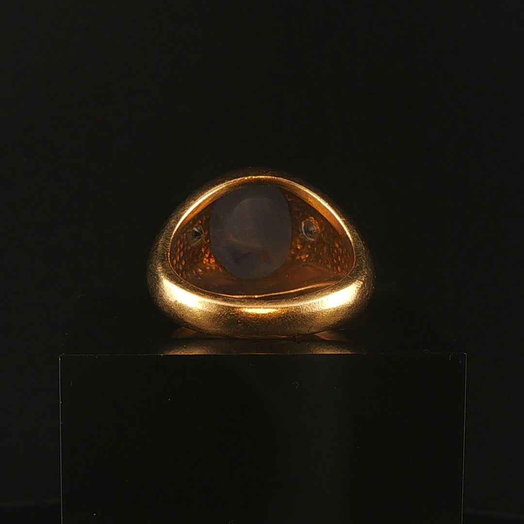 18k Yellow Gold Star Sapphire and 0.50cttw VS Diamond Vintage Ring Size 9.25