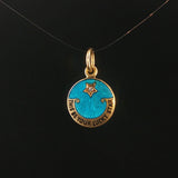 18k Yellow Gold Enamel and Diamond Lucky Star Vintage Charm