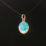 18k Yellow Gold Enamel and Diamond Lucky Star Vintage Charm