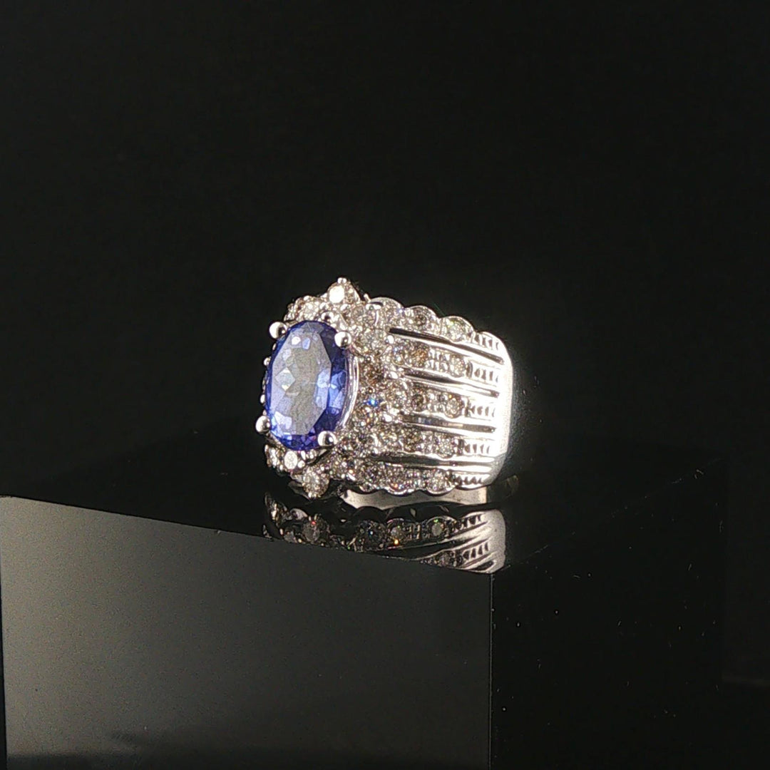 LeVian 18k White Gold 1.50ct Tanzanite and 0.80cttw Diamond Ring Size 6.75