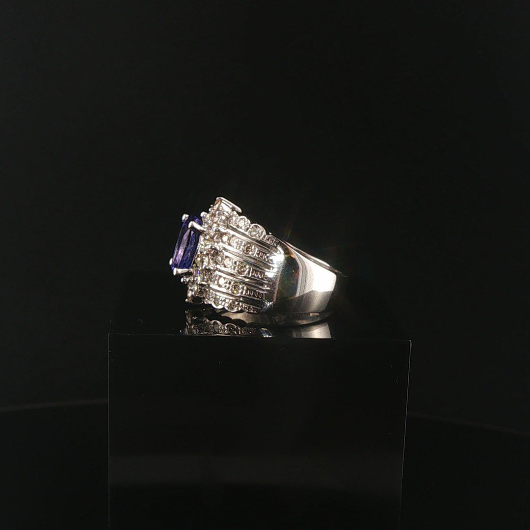 LeVian 18k White Gold 1.50ct Tanzanite and 0.80cttw Diamond Ring Size 6.75