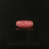 LeVian 18k Yellow Gold and Pave Set Pink Sapphire Bombe Band Ring Size 8