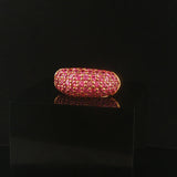 LeVian 18k Yellow Gold and Pave Set Pink Sapphire Bombe Band Ring Size 8