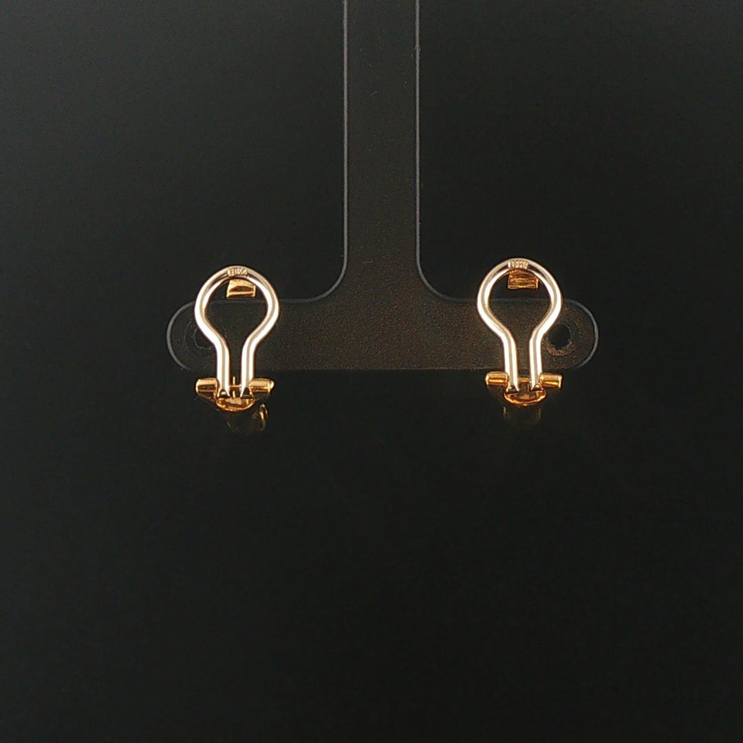 18k Yellow Gold Emerald and 0.15cttw Diamond Solid Huggie Clip On Earrings