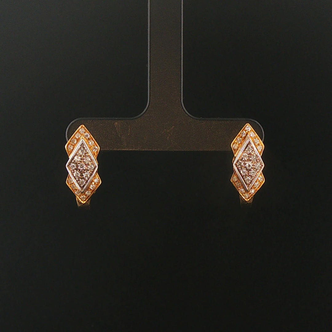 18k Yellow and White Gold 0.30cttw Diamond Solid Vintage Huggie Earrings