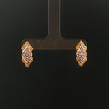 18k Yellow and White Gold 0.30cttw Diamond Solid Vintage Huggie Earrings