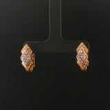 18k Yellow and White Gold 0.30cttw Diamond Solid Vintage Huggie Earrings