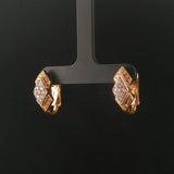 18k Yellow and White Gold 0.30cttw Diamond Solid Vintage Huggie Earrings