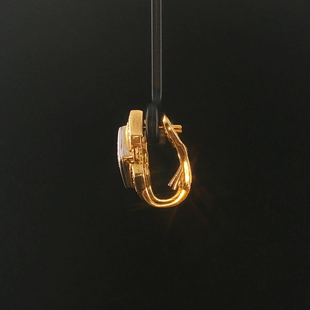 18k Yellow and White Gold 0.30cttw Diamond Solid Vintage Huggie Earrings