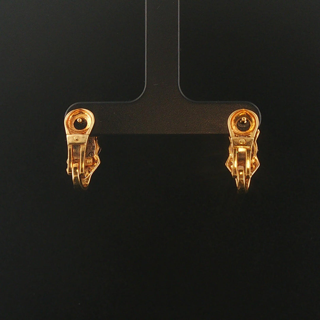 18k Yellow and White Gold 0.30cttw Diamond Solid Vintage Huggie Earrings