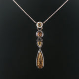 14k White Gold Multi Gemstone and Diamond Drop Pendant Station Necklace 18"