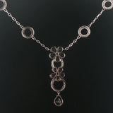 14k White Gold Multi Gemstone and Diamond Circle Station Pendant Necklace 17"