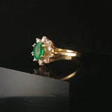 14k Yellow Gold Emerald and 0.30cttw Diamond Halo Ladies Ring Size 6.75
