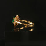 14k Yellow Gold Emerald and 0.30cttw Diamond Halo Ladies Ring Size 6.75