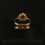 14k Yellow Gold Emerald and 0.30cttw Diamond Halo Ladies Ring Size 6.75
